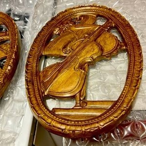 Vintage Ceramic Violin Wall Plaque